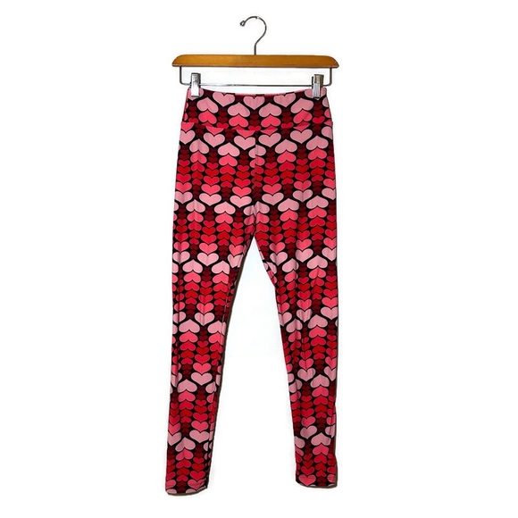 LuLaroe Pink and Red Hearts Valentines Leggings/Pants One Size - Picture 2 of 6